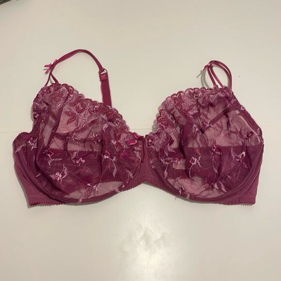 Frederick's of Hollywood Floral Embroidered Underwire Bra Size 38DD - Picture 1 of 10